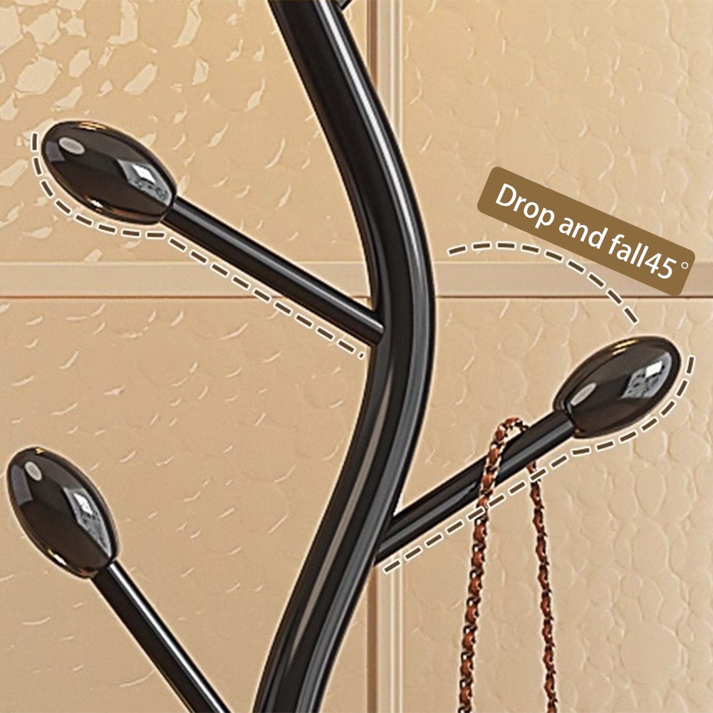Metal Coat Rack with 8 Hooks – Carbon Steel Coat Tree Stand with Storage Shelf