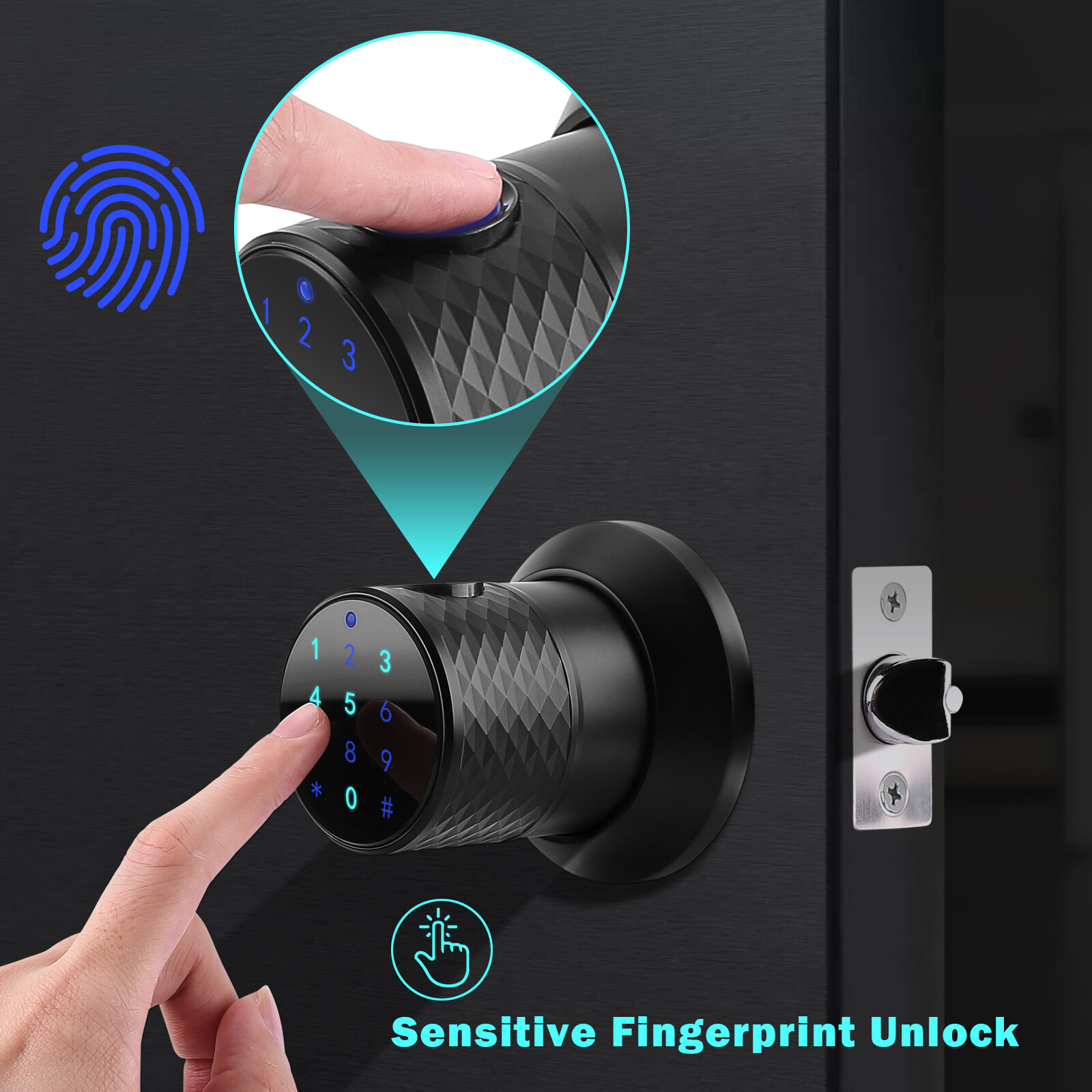 Smart Door Knob Keyless Entry Lock Electronic Touchscreen Deadbolt with Keypad