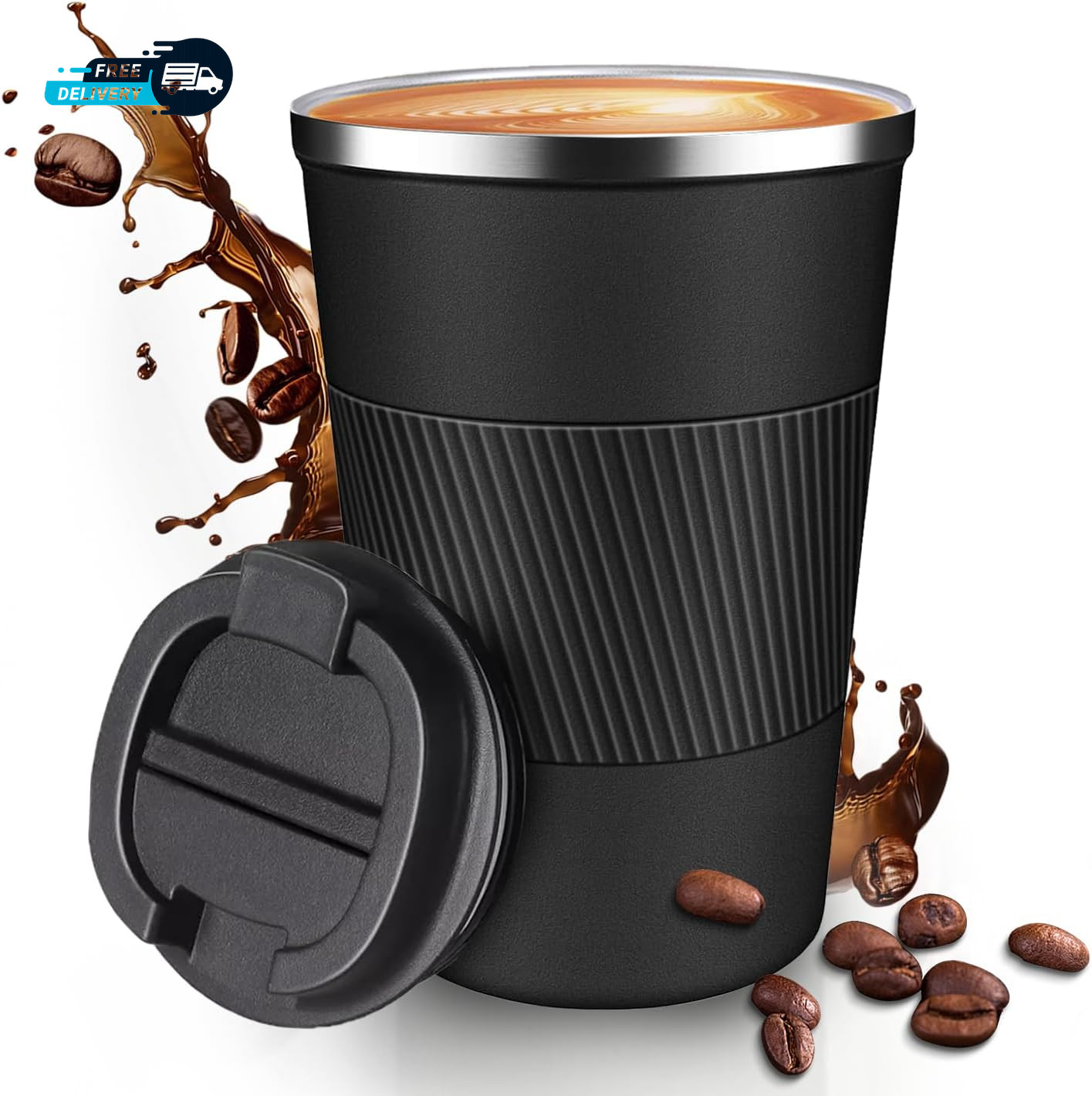 12OZ Travel Coffee Mug Insulated Coffee Cup with Spill Leak Proof Lid Portable.