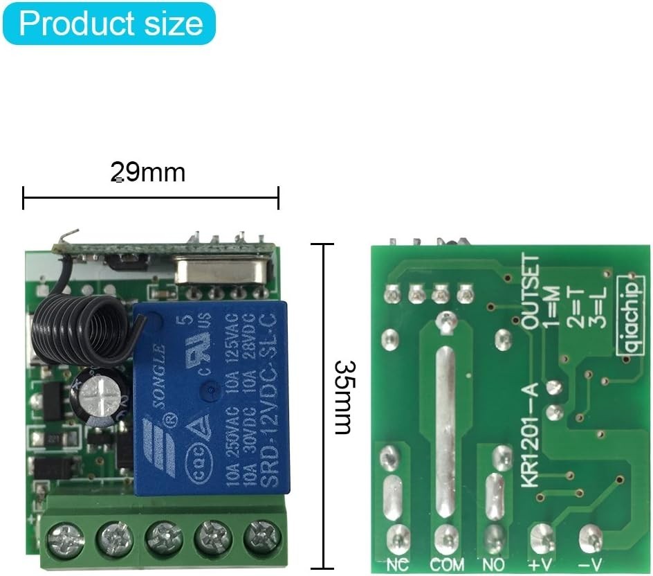 433Mhz Universal Wireless Remote Control Switch DC 12V 1CH Relay Receive