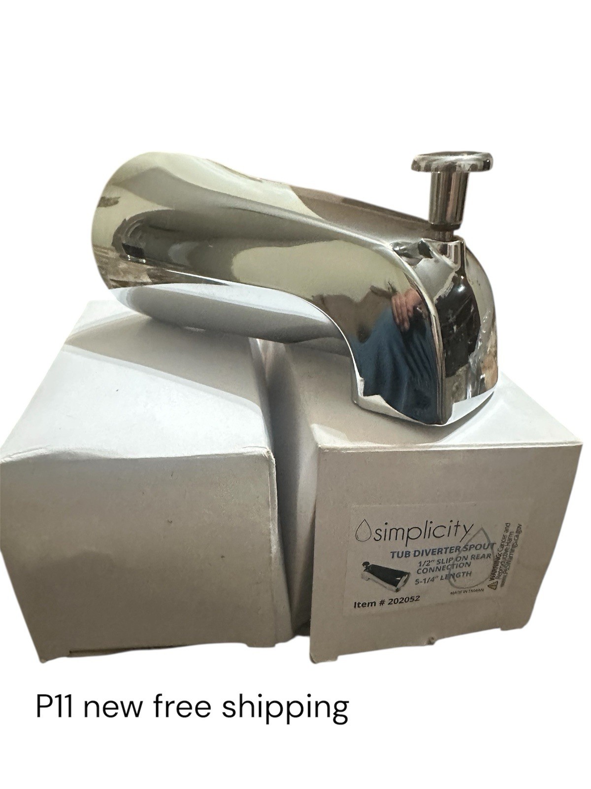 Simplicity 5 Inch Zinc Bath Tub Diverter Spout, 1/2 Inch IPS Pipe, Chrome, 15083