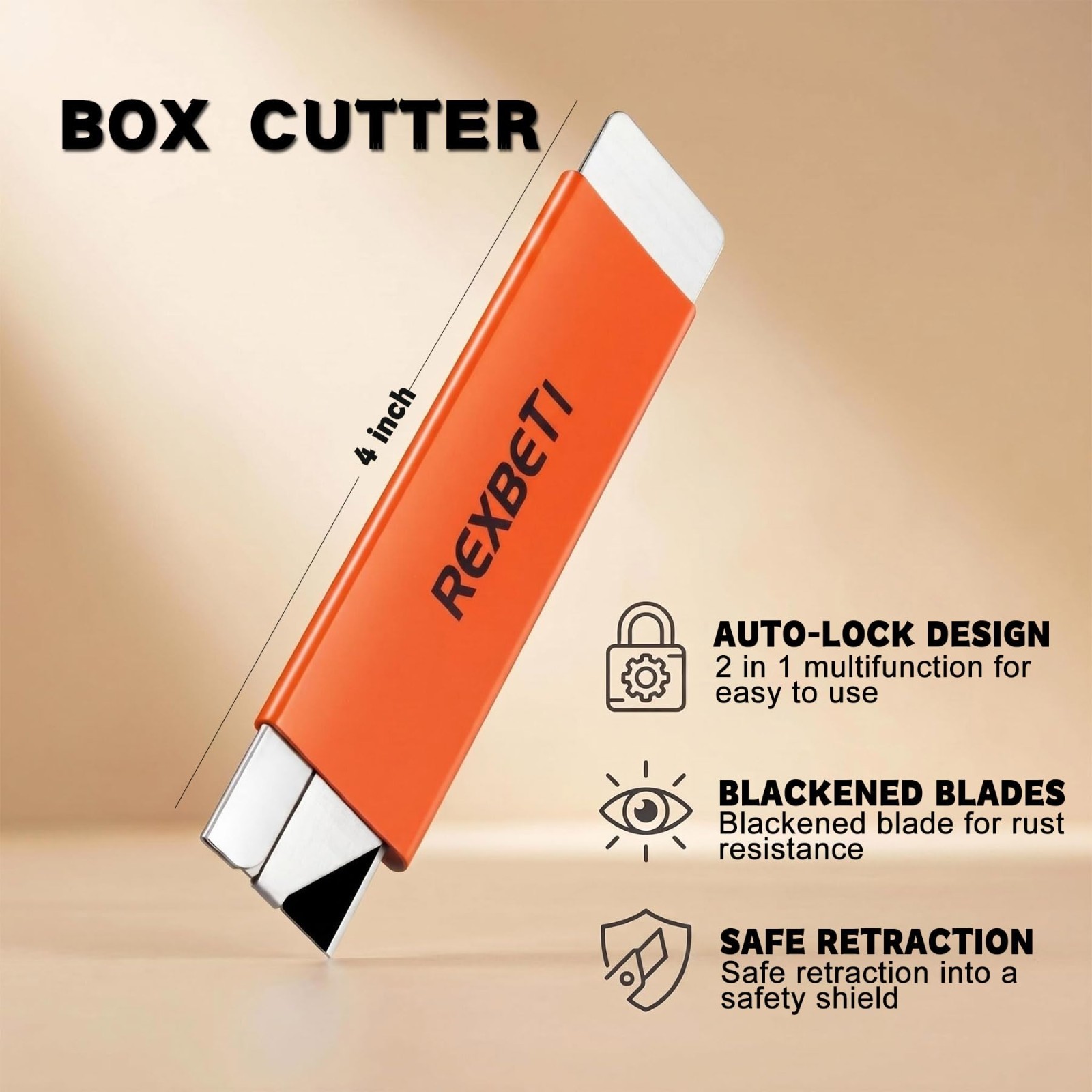 48 Pack Box Cutter Set – Retractable Utility Knife, All-Metal Body, Carbon Steel