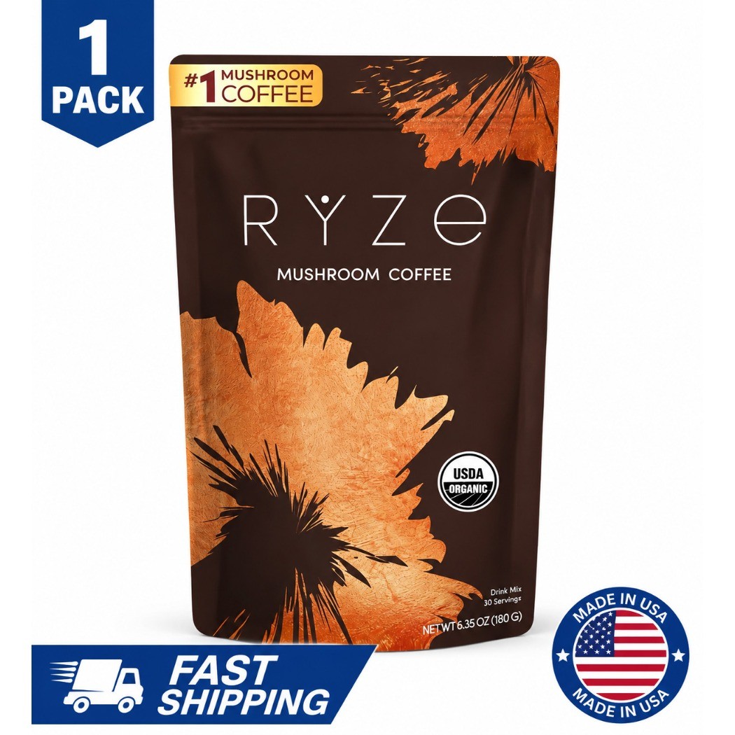 1 Pack RYZE Organic Mushroom Coffee 30 Servings Instant Coffee Mix New