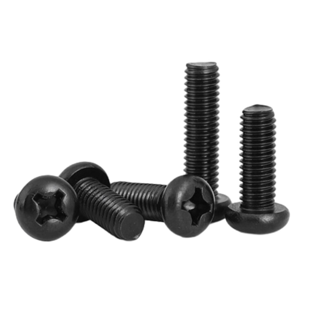 UNC 2 4 6 8 10 1/4 5/16 Black Pozi Phillips Pan Bolts Machine Screws Round Head