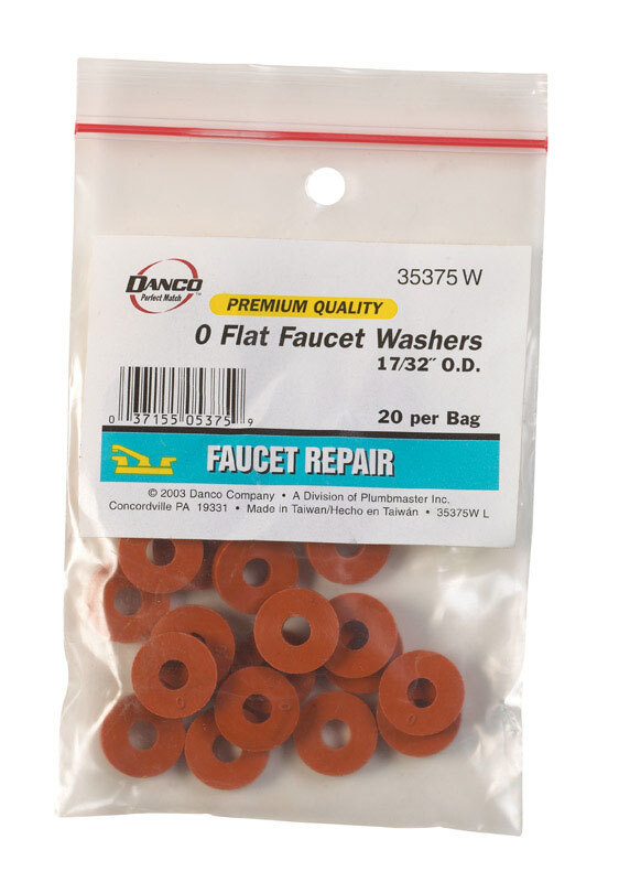 Danco 35375W Durable Rubber #0 Flat Premium Faucet Washer 17/32 O.D. in.