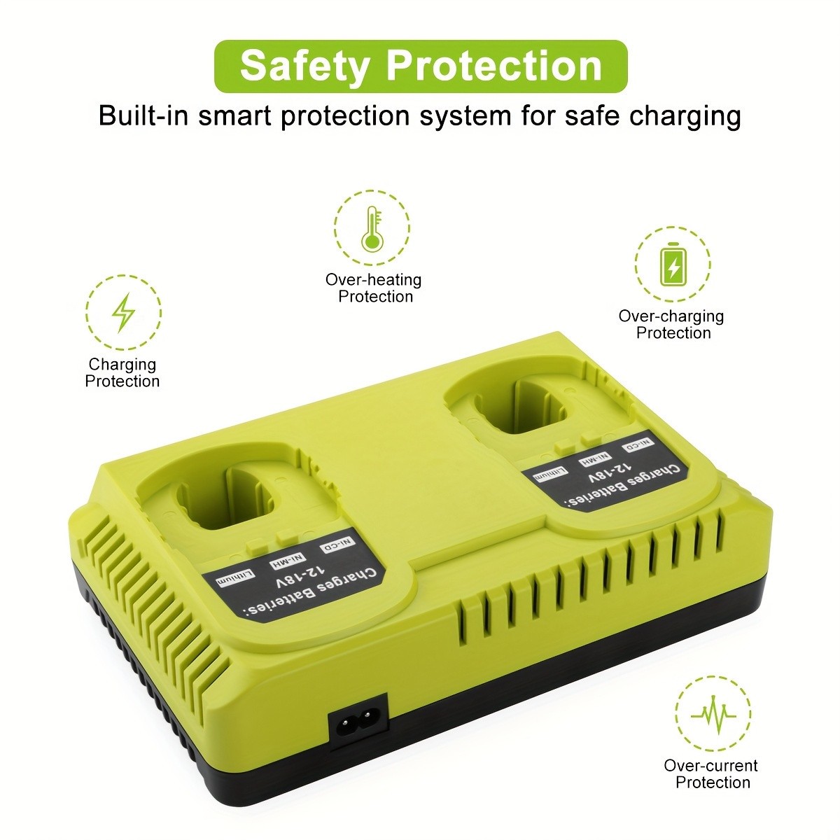 18V Dual Lithium Rapid Battery Charger for Ryobi One Plus P117 P108 P107