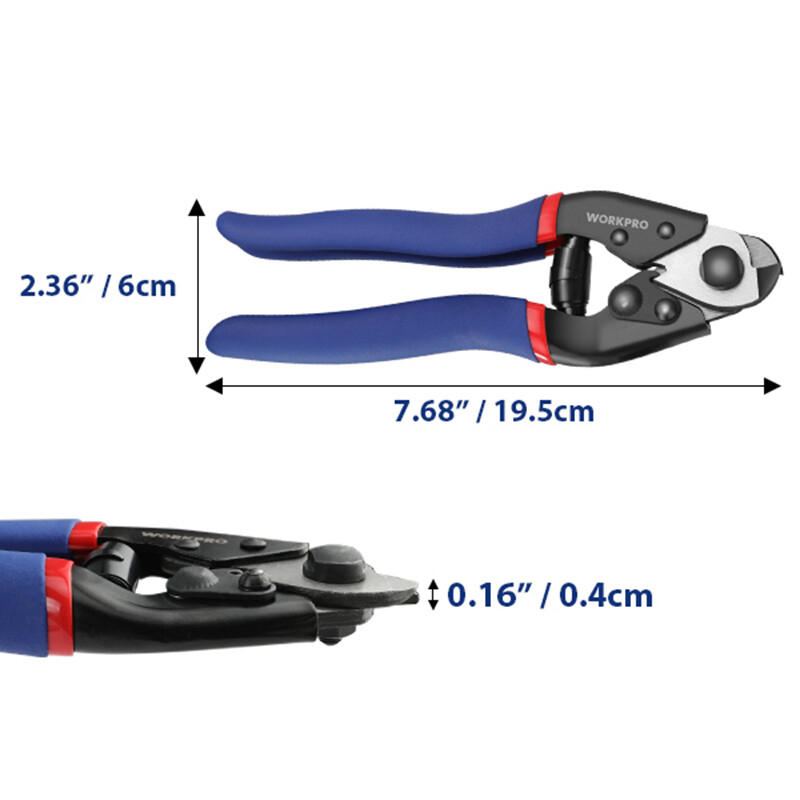 WORKPRO 7.5″ Cable Cutter Heavy Duty Wire Rope Cutter Chrome Vanadium Steel Jaws