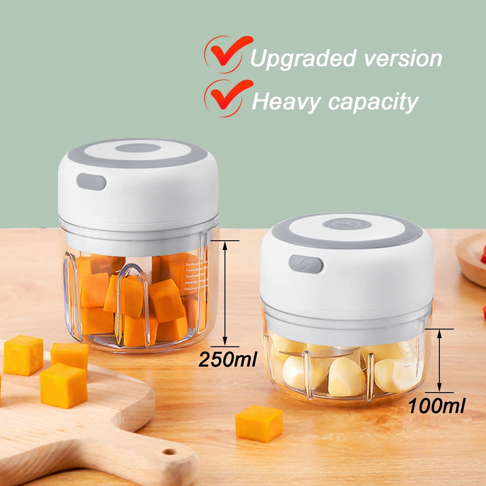 300ML Electric Garlic Chopper, 6 Blades Garlic Grinder Mini Vegetable Chopper,US