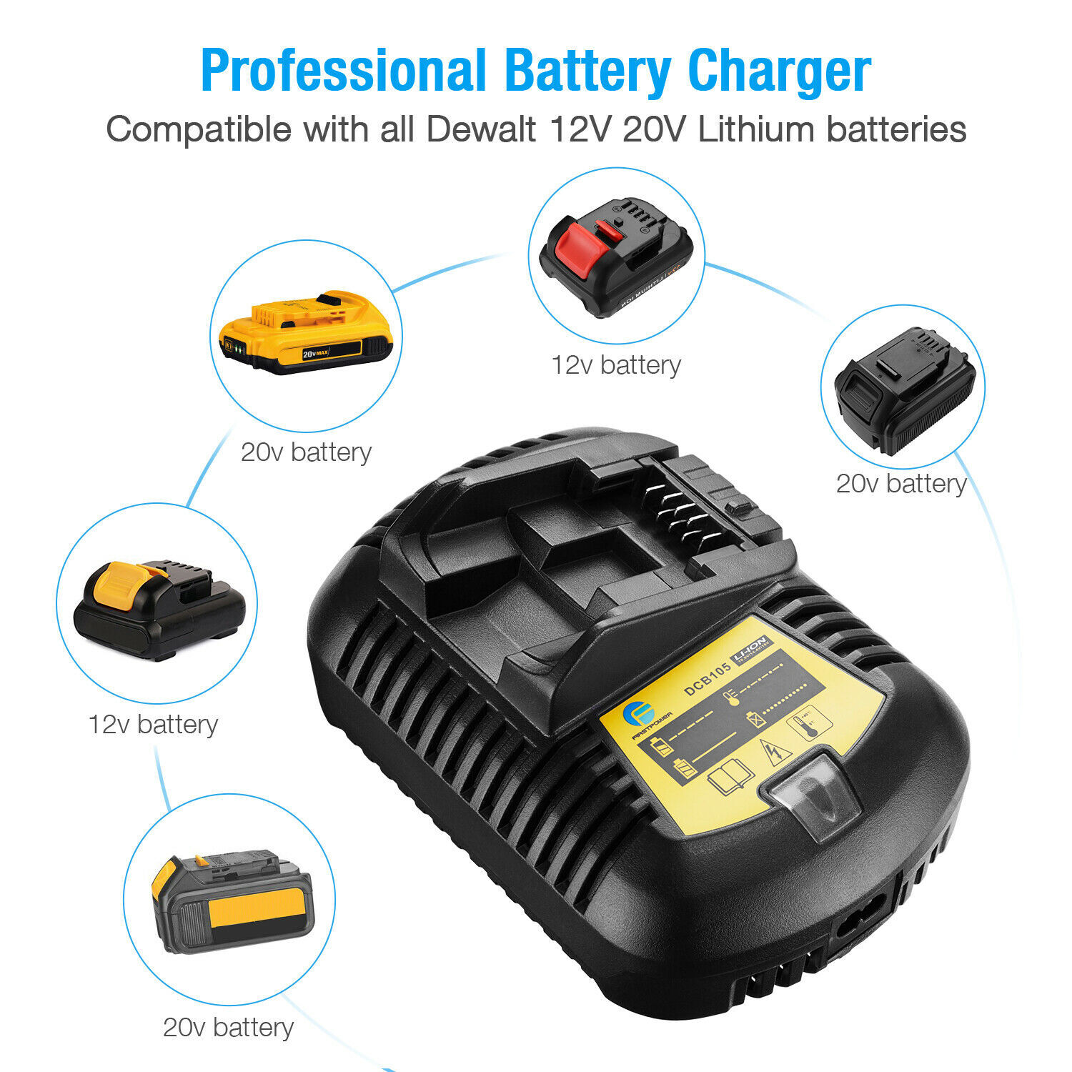 12V 3.0Ah 12Volt XR Lithium-Ion For Dewalt Battery /Charger DCB127 DCB120 DCB101
