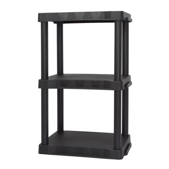 Hyper Tough 3 Shelf Plastic Shelving Unit 12″ (D) x 20.07″ (W) x 32″ (H), Black