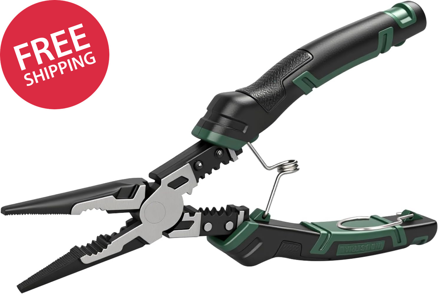 9” Needle Nose Pliers, 6-In-1 Multifunction Long Nose Pliers, with Spring Loade