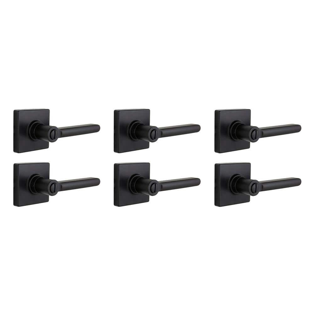 Defiant Tonebridge Matte Black Privacy Door Handle Square Rose 6-Piece