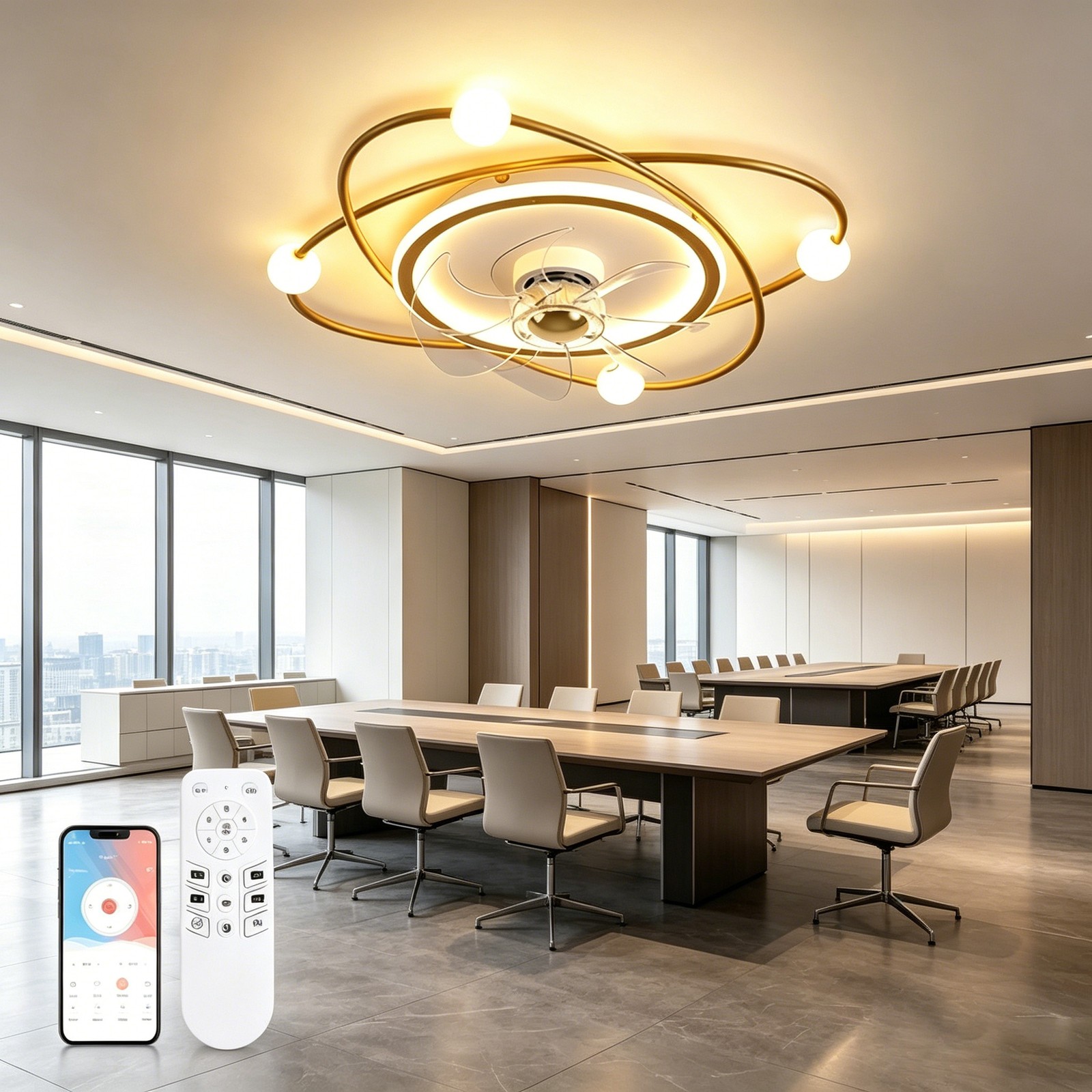Decorative Gold Ceiling Fan Light Fixture Modern Interior Lighting Home Decor