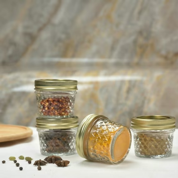 Mainstays 4 oz Mason Jars Lids and Rings 12-Pack Mini Glass Jars