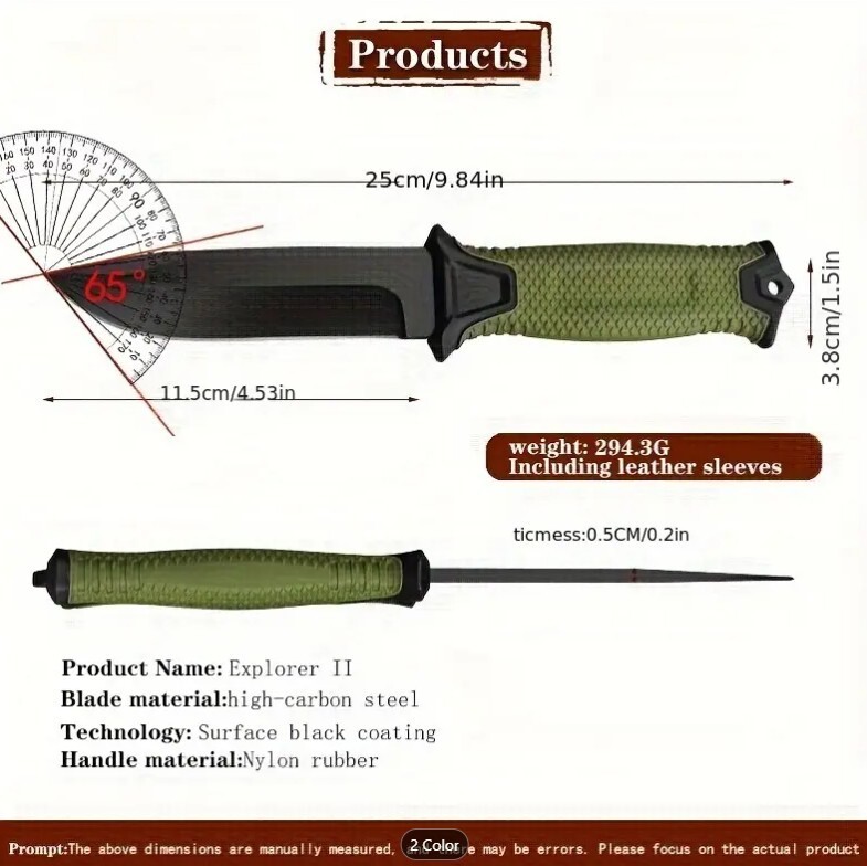 High Hardness Multifunctional Straight Knife -1pc One Portable Sharp Knife BLACK