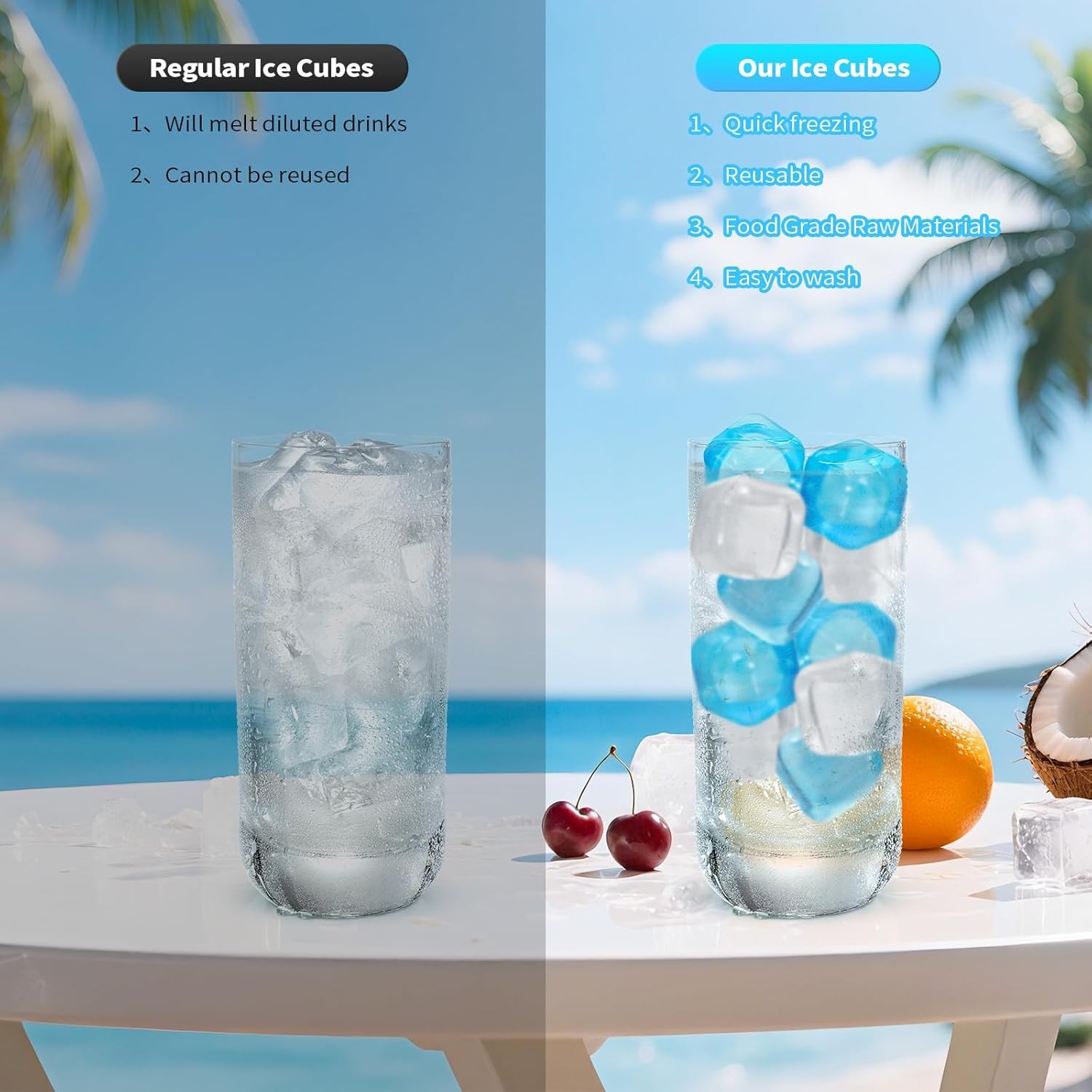 380 Pack Reusable Ice Cube Drinks Refreezable Plastic Ice Cubes Without Diluting
