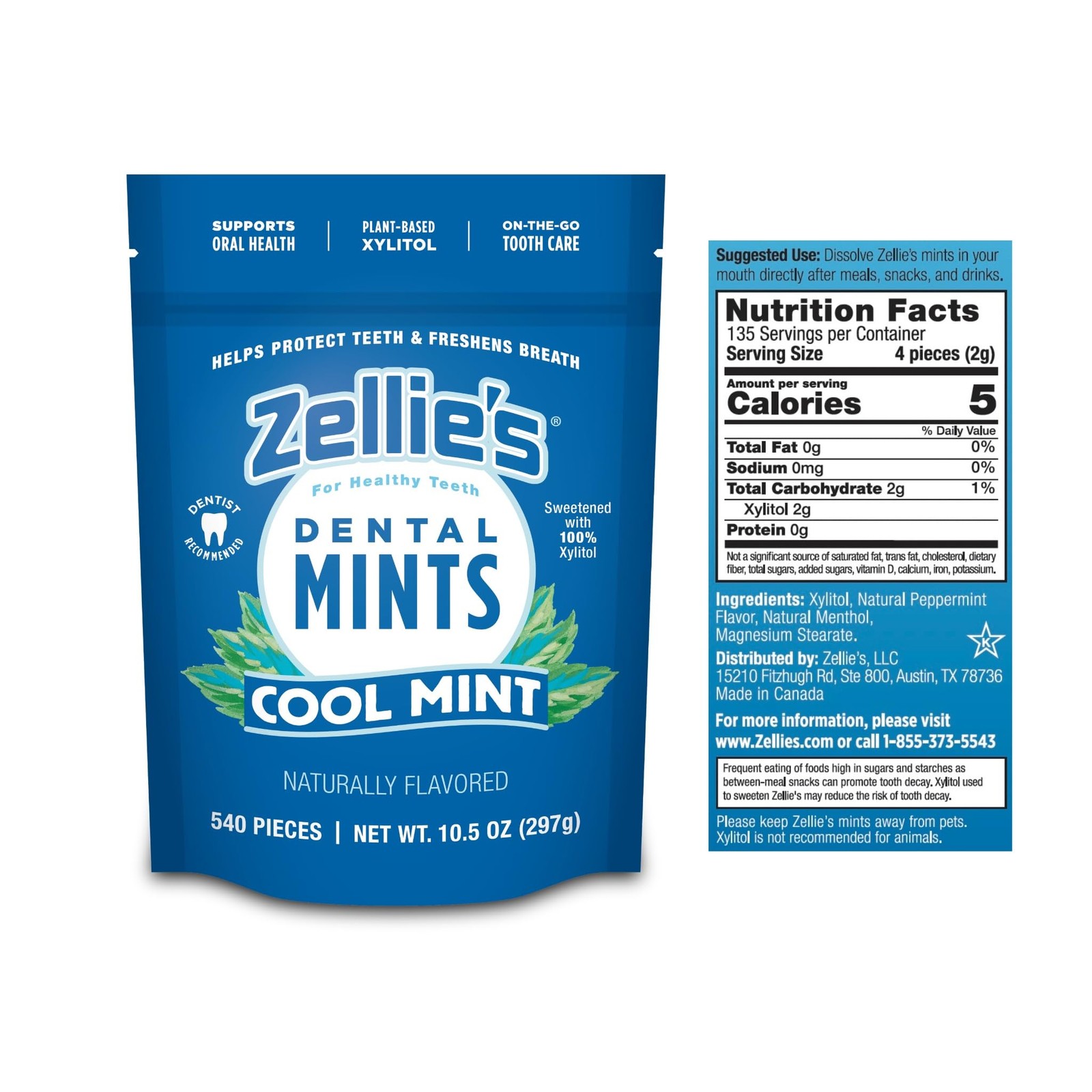 100 Xylitol Mint Breath Mints | No Aspartame, Vegan, Gluten-Free 540 Count