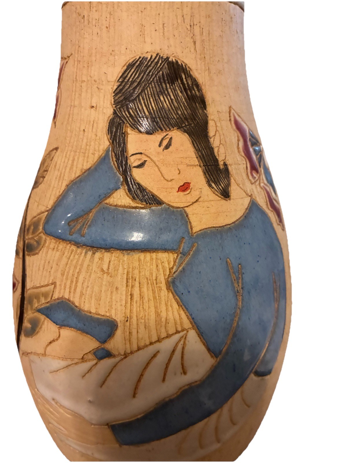 Rare 14” Dona Vietnam Art Pottery Vase – Large Mid Century Figural Saigon Vase