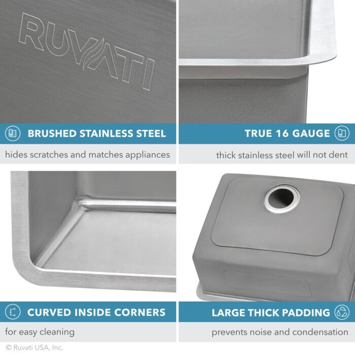 Ruvati 32″ Undermount 30/70 Double Bowl 16 Gauge Kitchen Sink – RVM5307