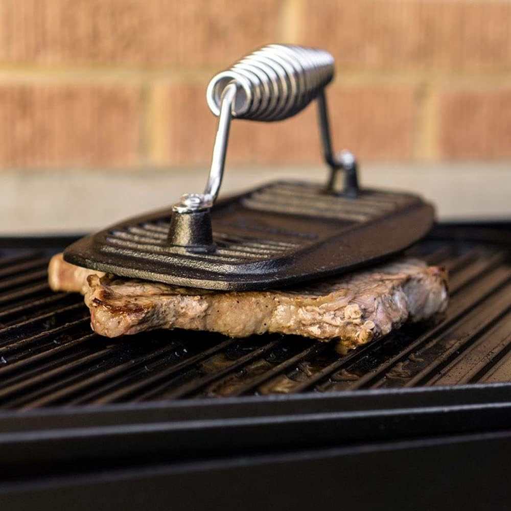 Cast Iron Grill Press – Heavy Duty 2.9 lb Burger Bacon & Panini Press – Pre