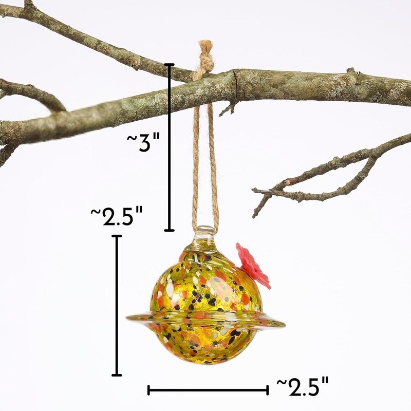 Artisan Glass Hummingbird Feeder Unique Design Garden Décor Easy Clean Reusable