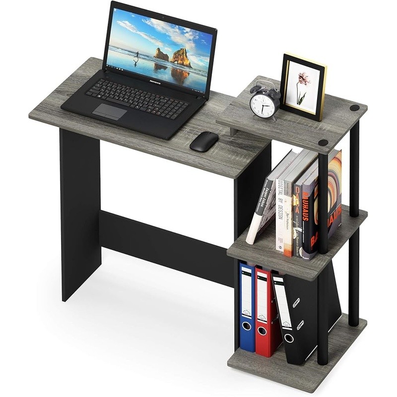 Compact Computer Desk W/ 3 Open Shelves Home Office Study Gaming Setup New