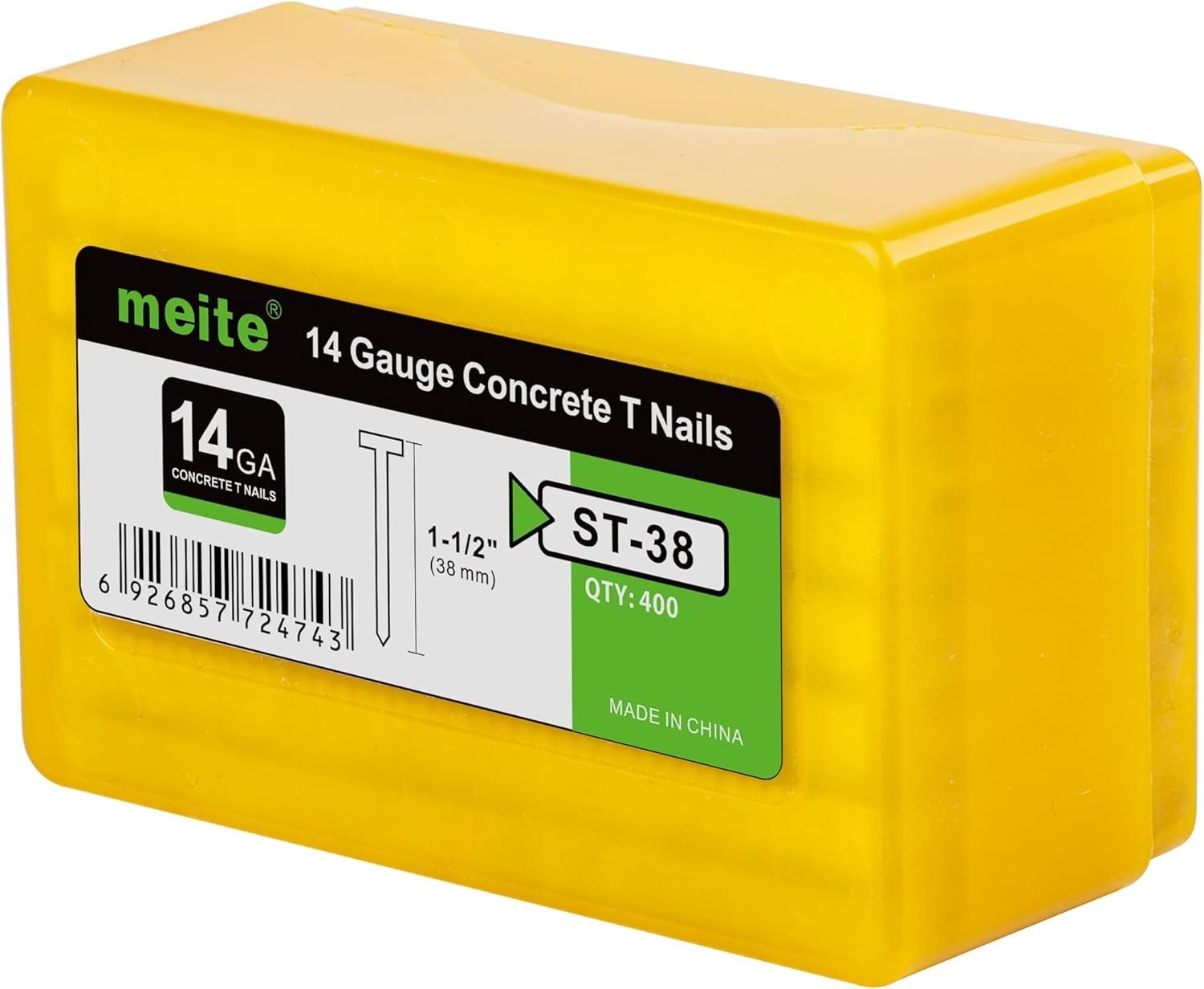 meite 14 Gauge Concrete T Nails 1-1/2″ (38 mm) Length Galvanized Glue Collated