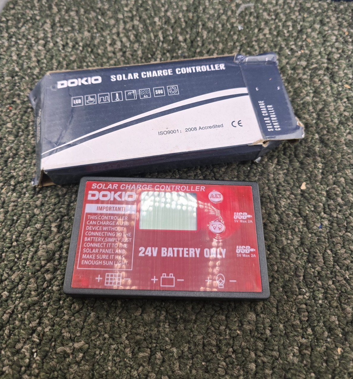 DOKIO SOLAR CHARGE CONTROLLER 24 VOLT BATTERY ONLY RED