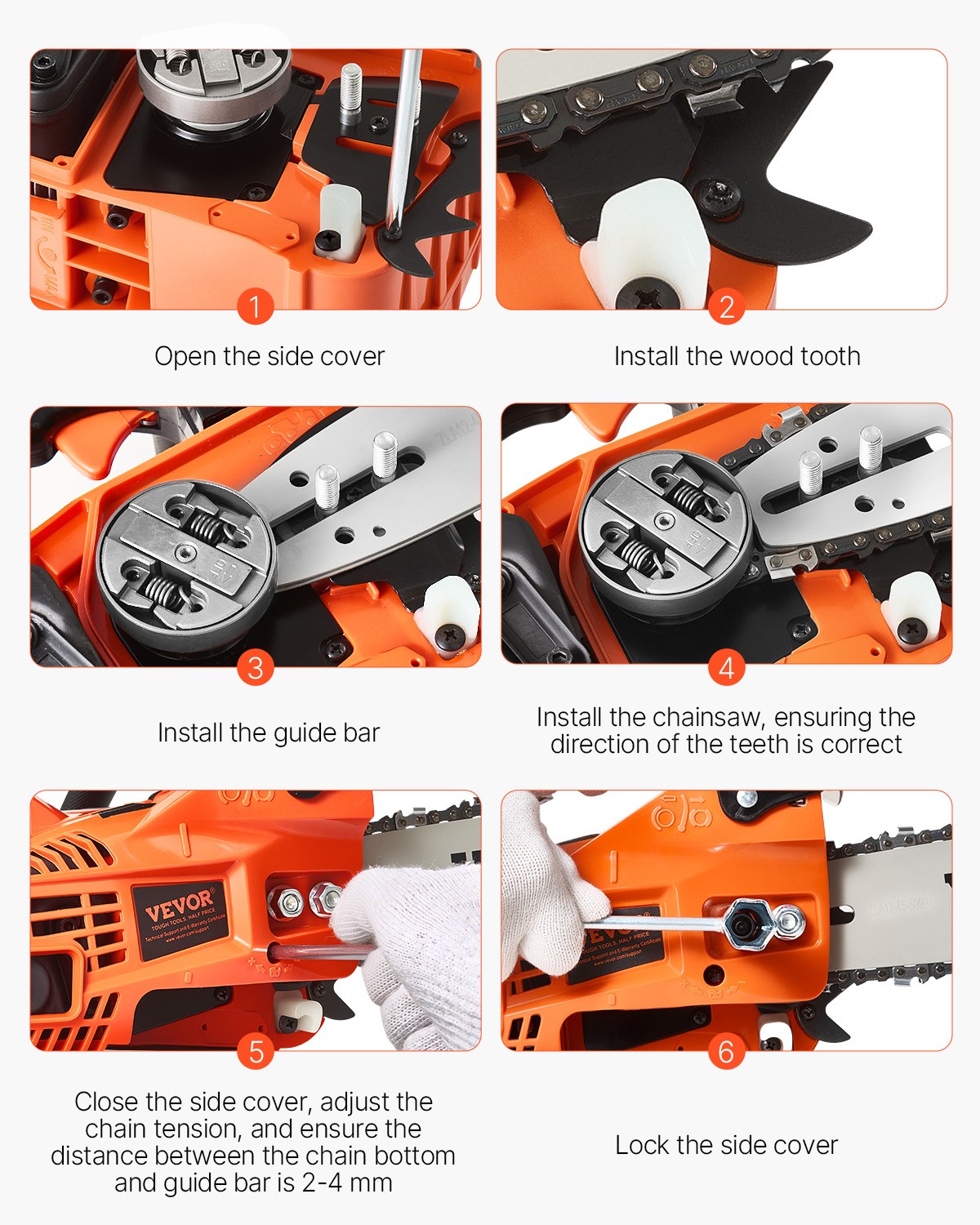 VEVOR 25.4CC 12″ Gasoline Chainsaw Powered Wood Cutting Engine Gas Chain Saw