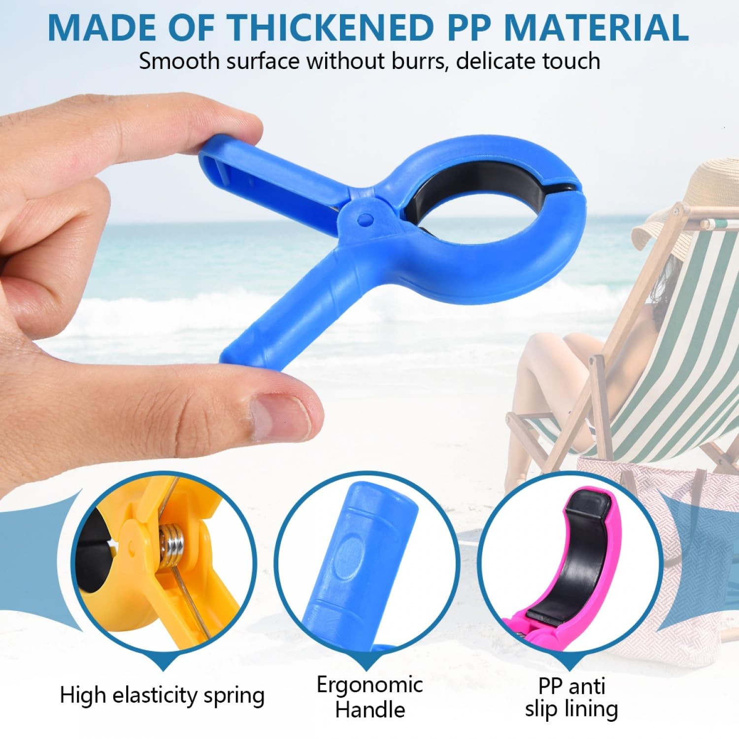 10 Pcs Beach Towel Clips Clamps Holder 3.7 Inch Large Beach Chair Clip Clothe…