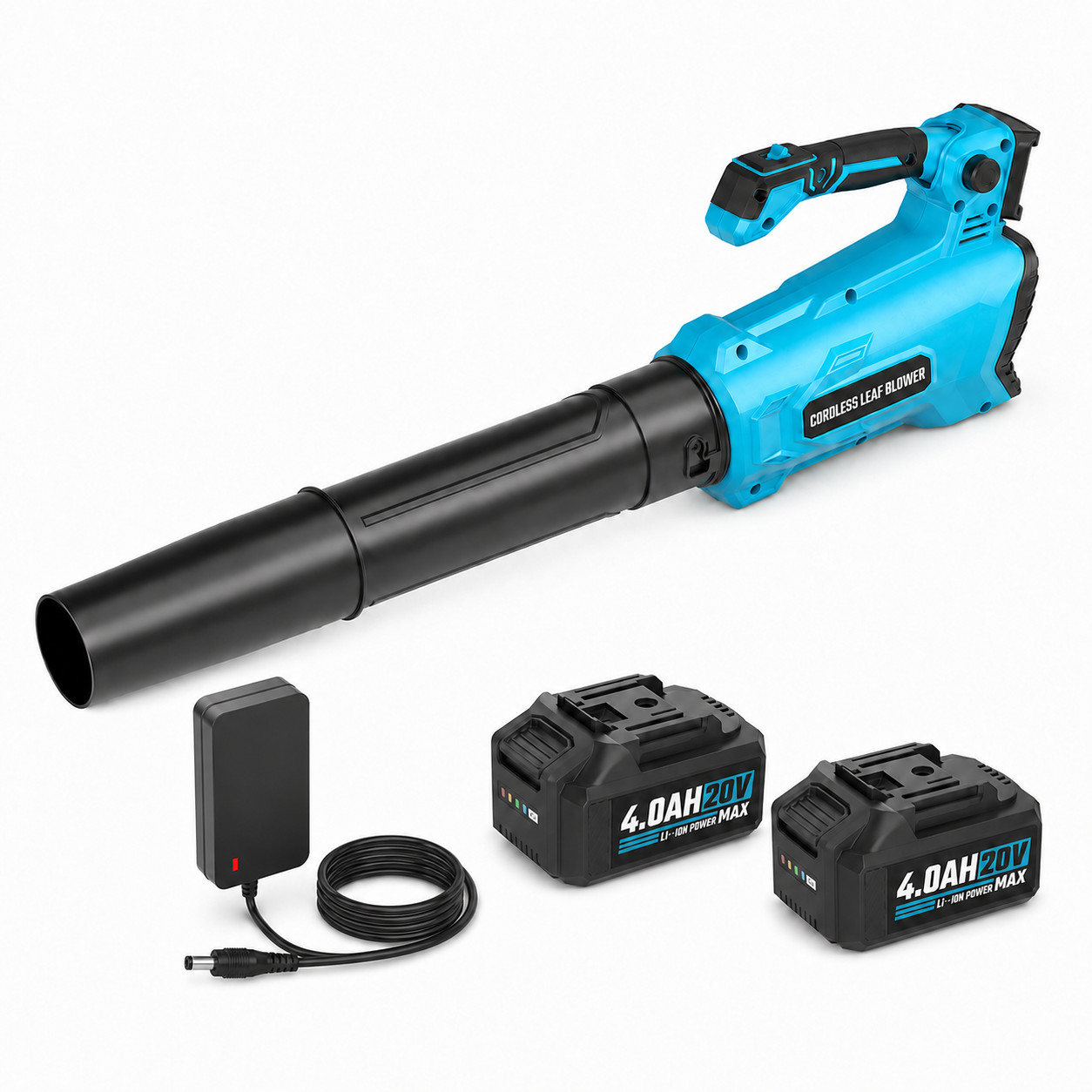 Cordless Leaf Blower 20V 450 CFM 150 MPH w/ Dual 4.0Ah Batteries & Charger Kit