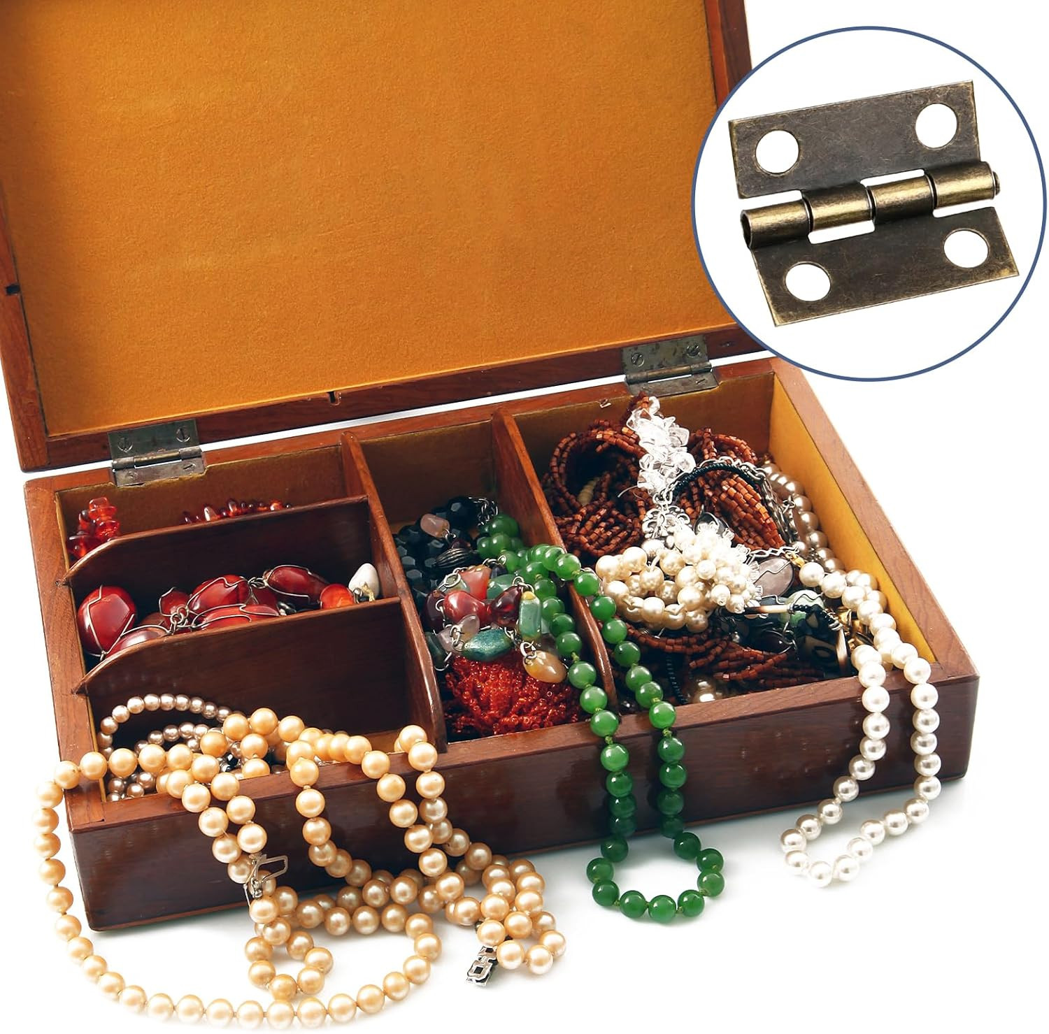 60 Pcs Mini Antique Brass Hinges with Screws & Screwdriver for DIY Jewelry Boxes