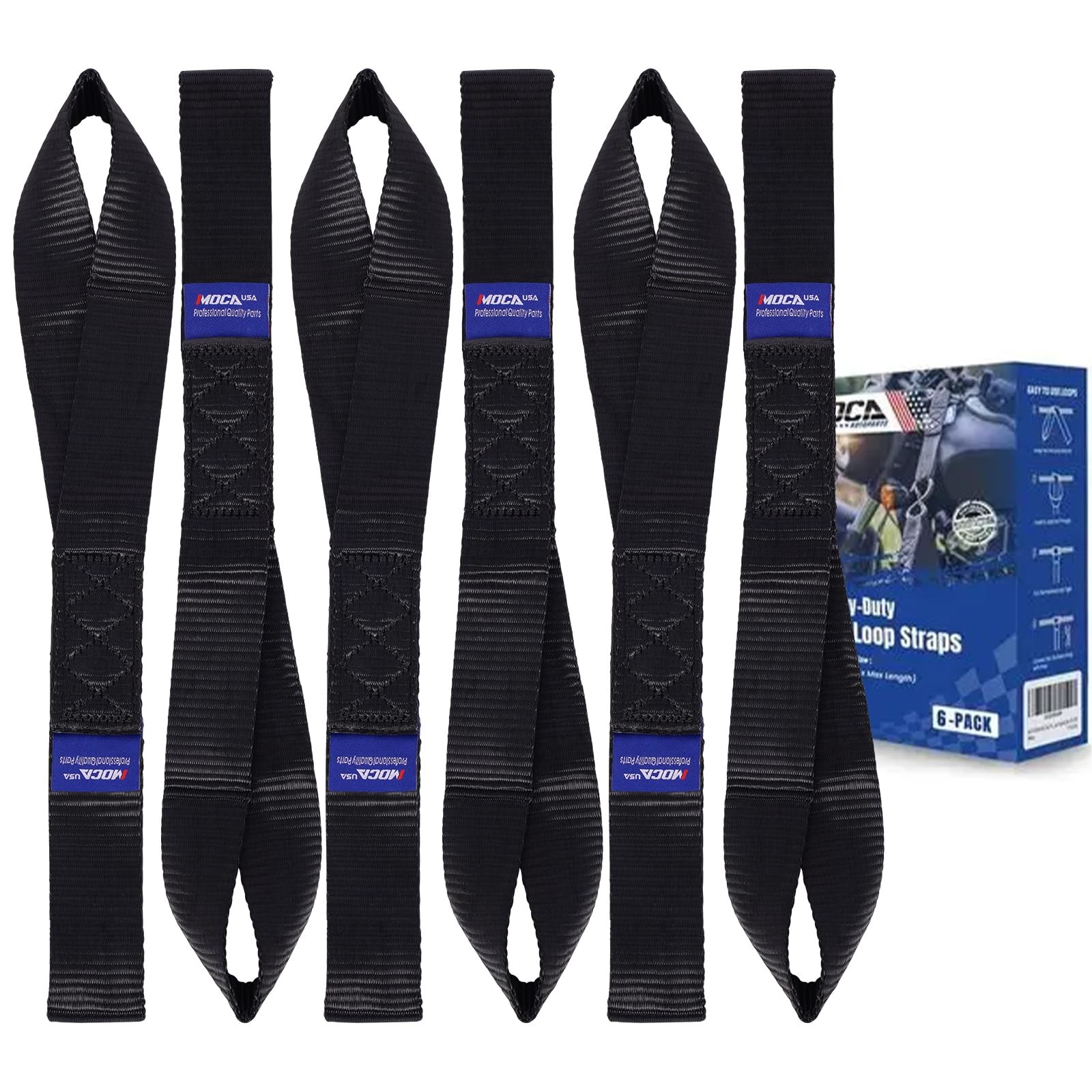 MOCA 6-Pack Soft Loop Tie Down Straps 12000 Lbs Breaking Strength 1.6 x 17 in…