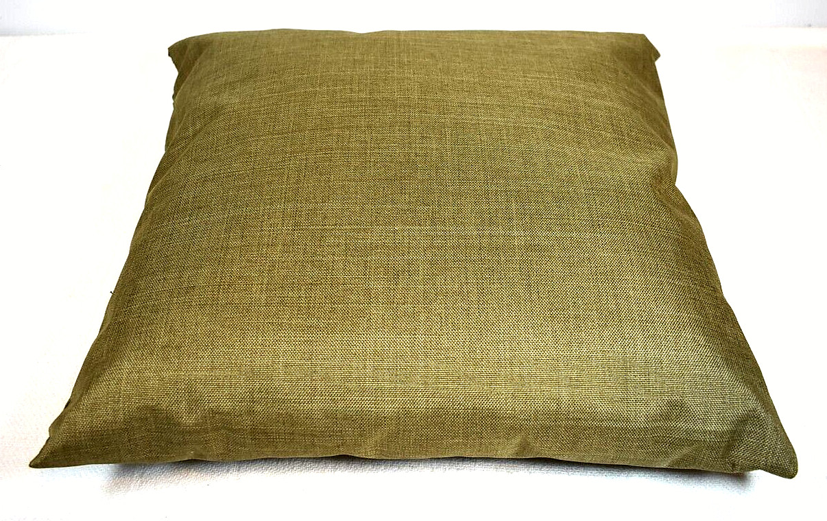 HANDCRAFTED Square Olive Green, Shiny Canvas Decorative Pillows (Set of 2)