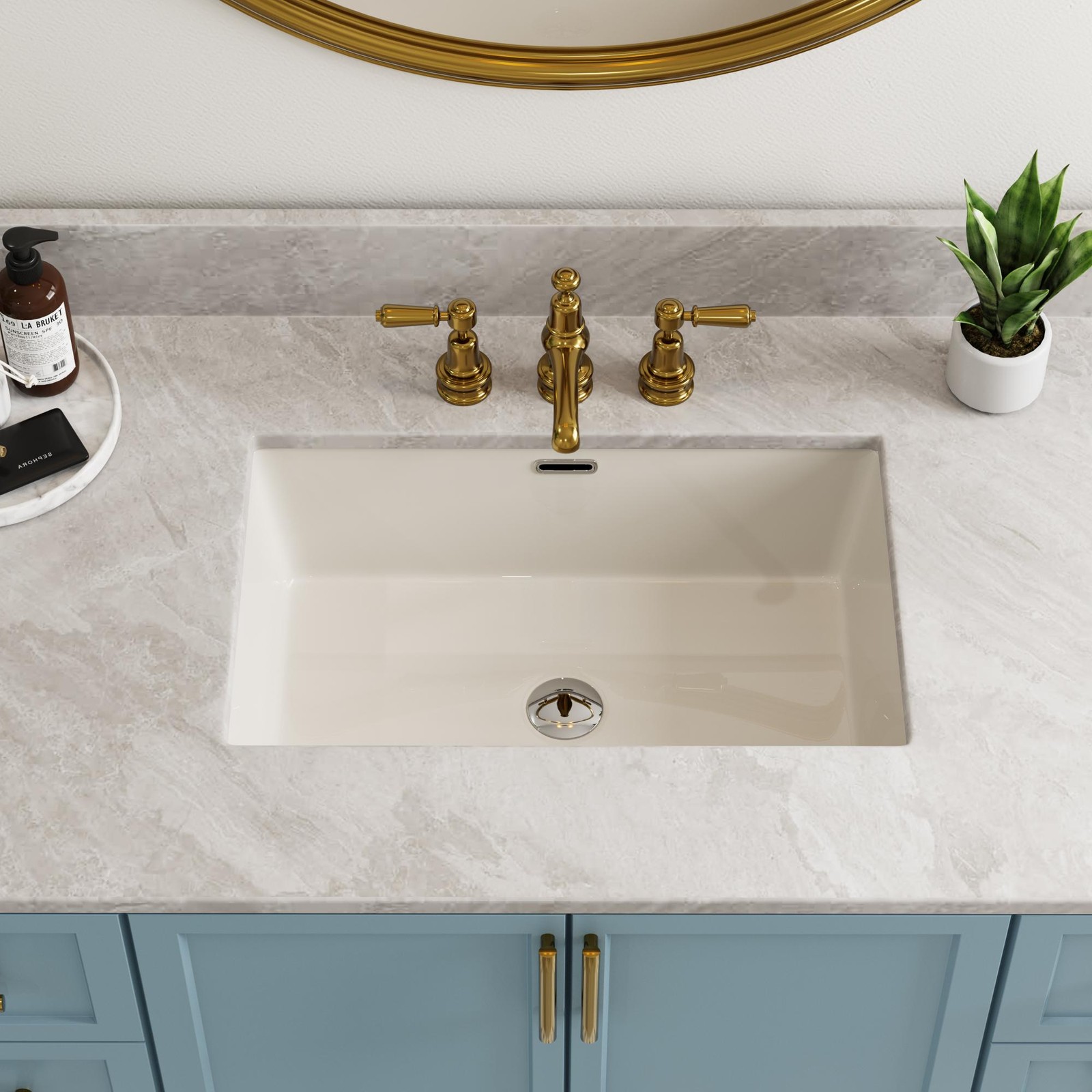 HOROW Undermount Bathroom Sink 24×16 Inch with Deep Basin, Anti-Splash Design