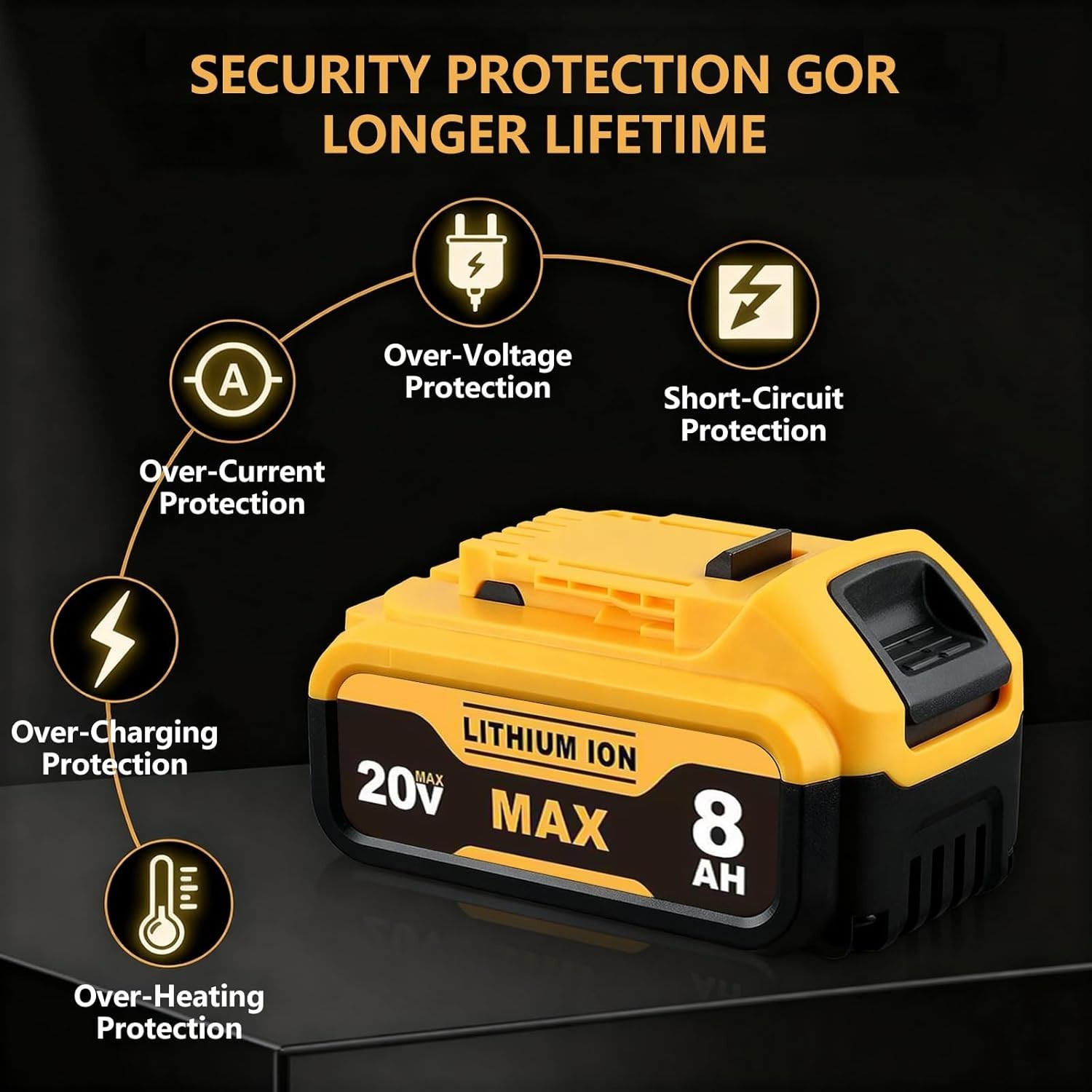 Generic 20V 8.0Ah Li-Ion Battery Compatible with 20V MAX Cordless Power Tools