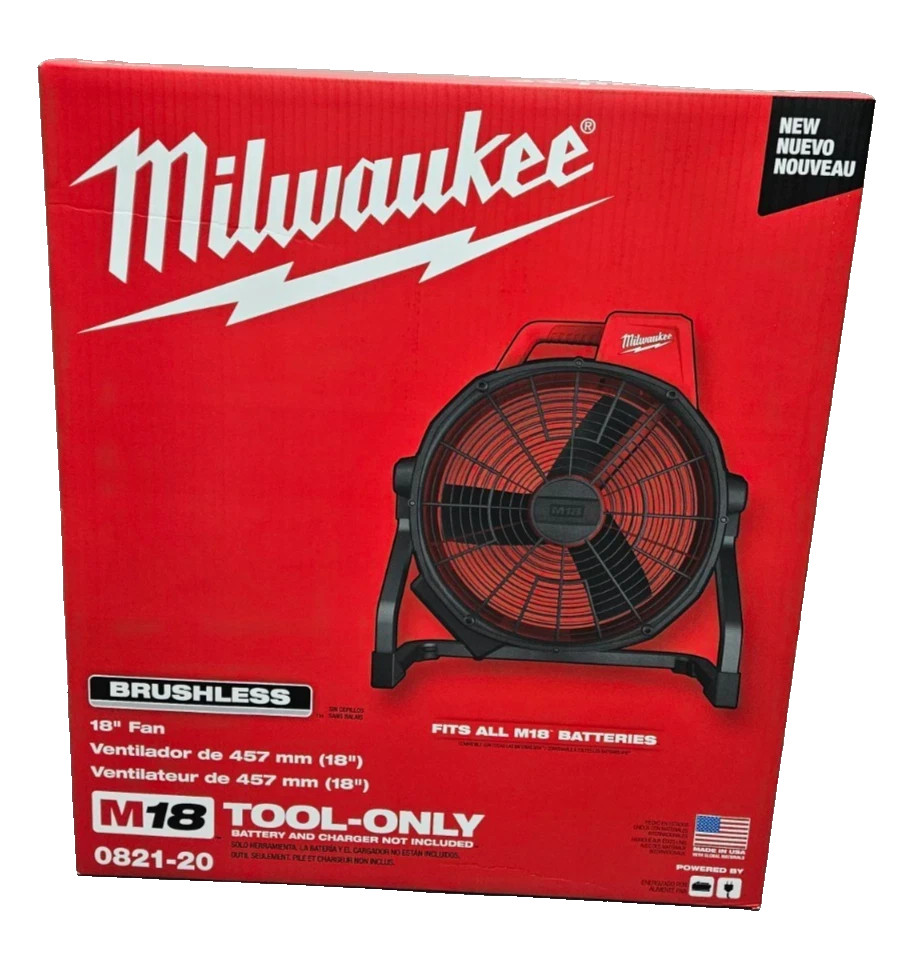Milwaukee 0821-20 M18 18V 18″ Brushless Cordless Fan Tool Only Corded Option NEW