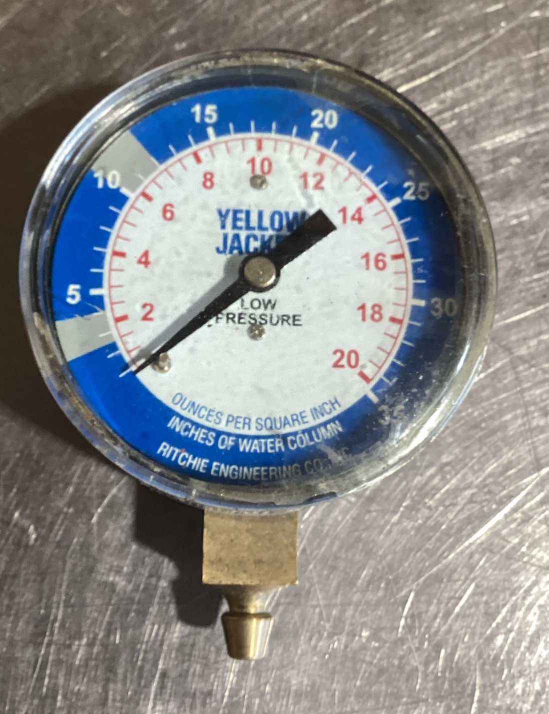Yellow Jacket 78066 Gauge, 3 1/8In Dia, Low Side, Blue, 0-35″
