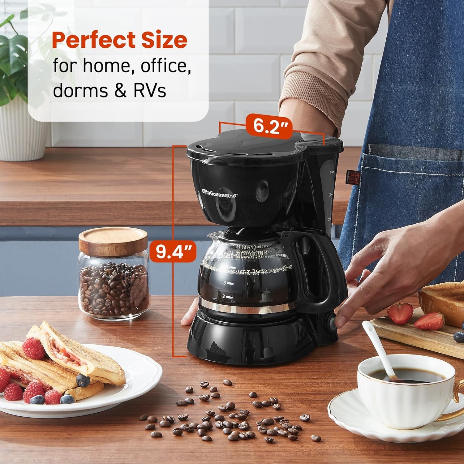 EHC4128 Automatic 4-Cup Brew & Drip Coffee Maker with Pause N Serve, Glass Caraf