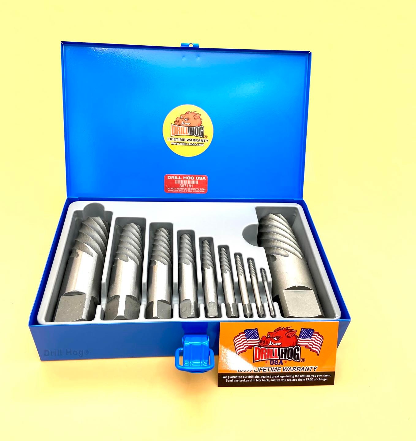 10 Pc Spiral Screw Extractor Set Spiral Easy Out Set Drill Hog Lifetime Warranty