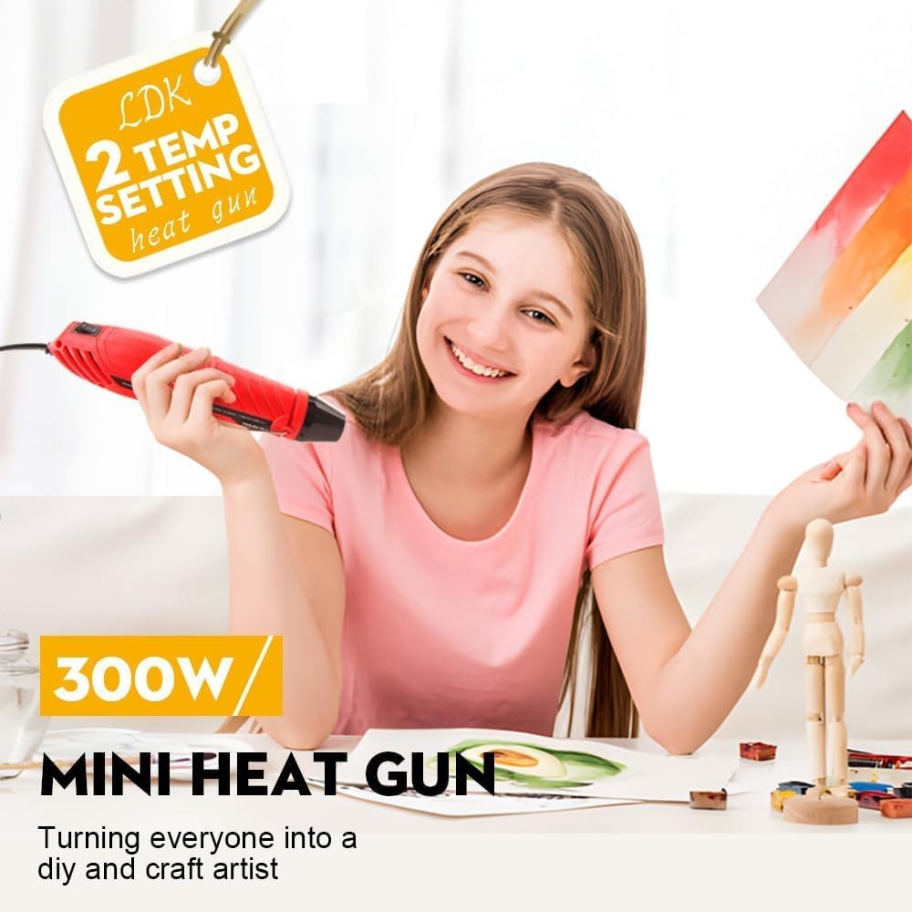 Heat Gun for Crafting, Mini Dual Temp Hot Air Gun Tool with Reflector Nozzle …