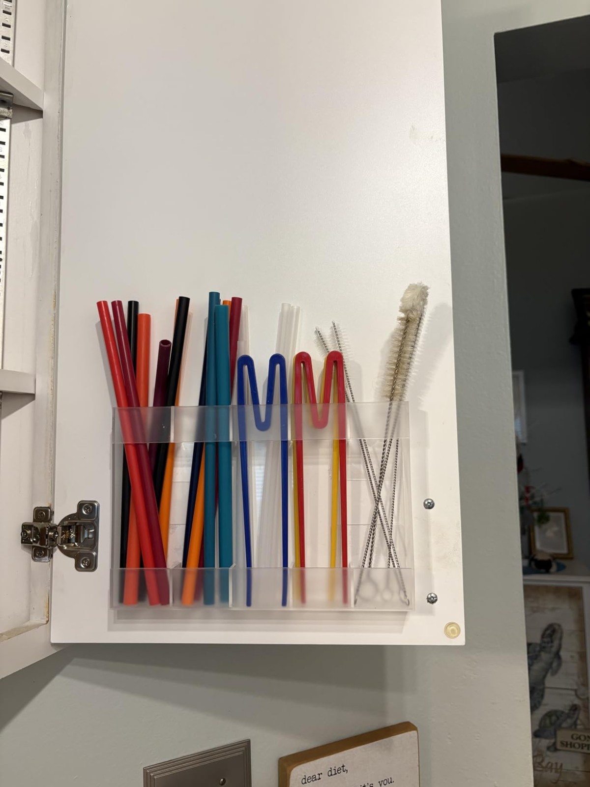 9.8in Acrylic Straw Organizer Cabinet Door Mounted Storage Transparent NEW