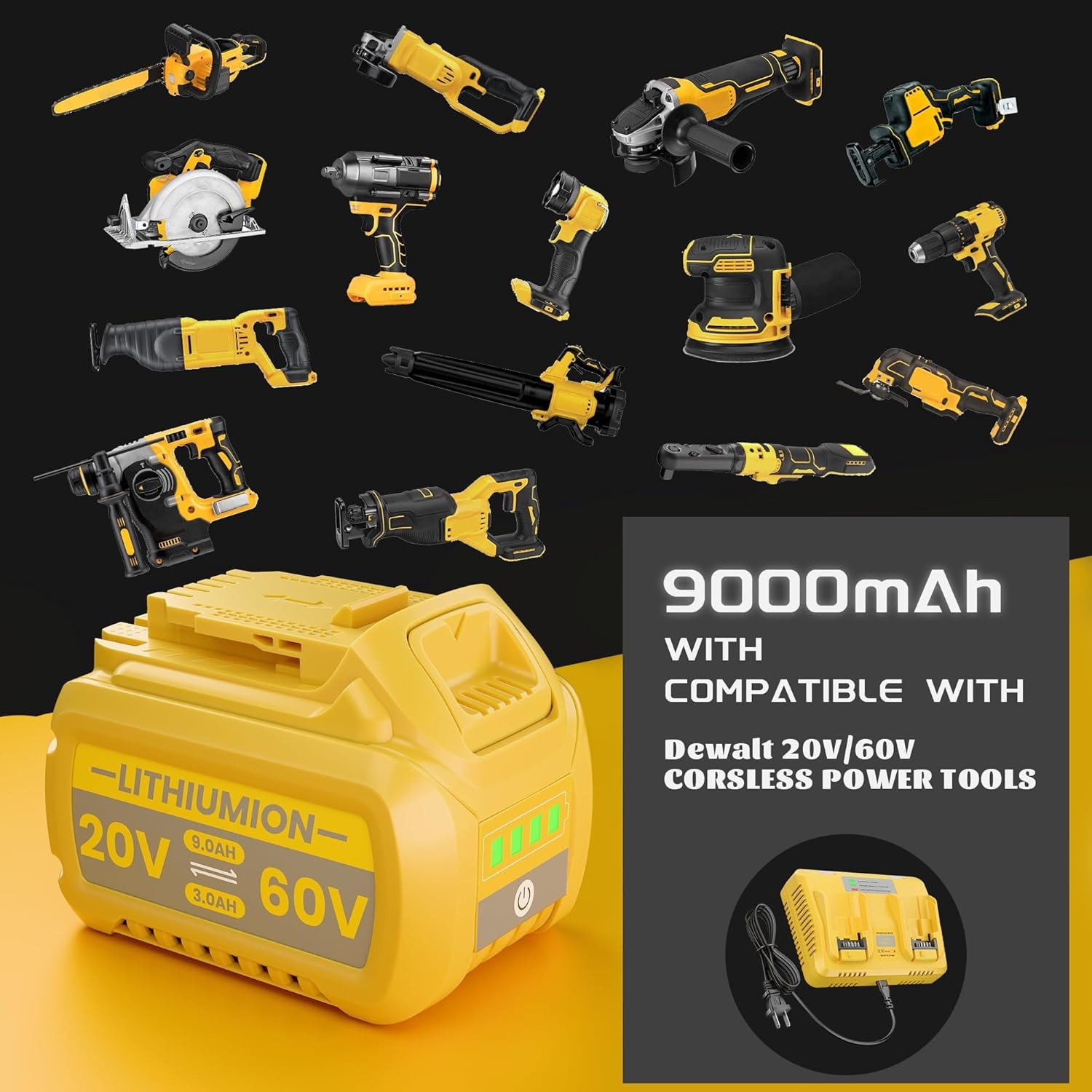 2PCS For Dewalt 20V/60V MAX FLEXVOLT 9 Ah Lithium-Ion Battery DCB609 DCB609-2