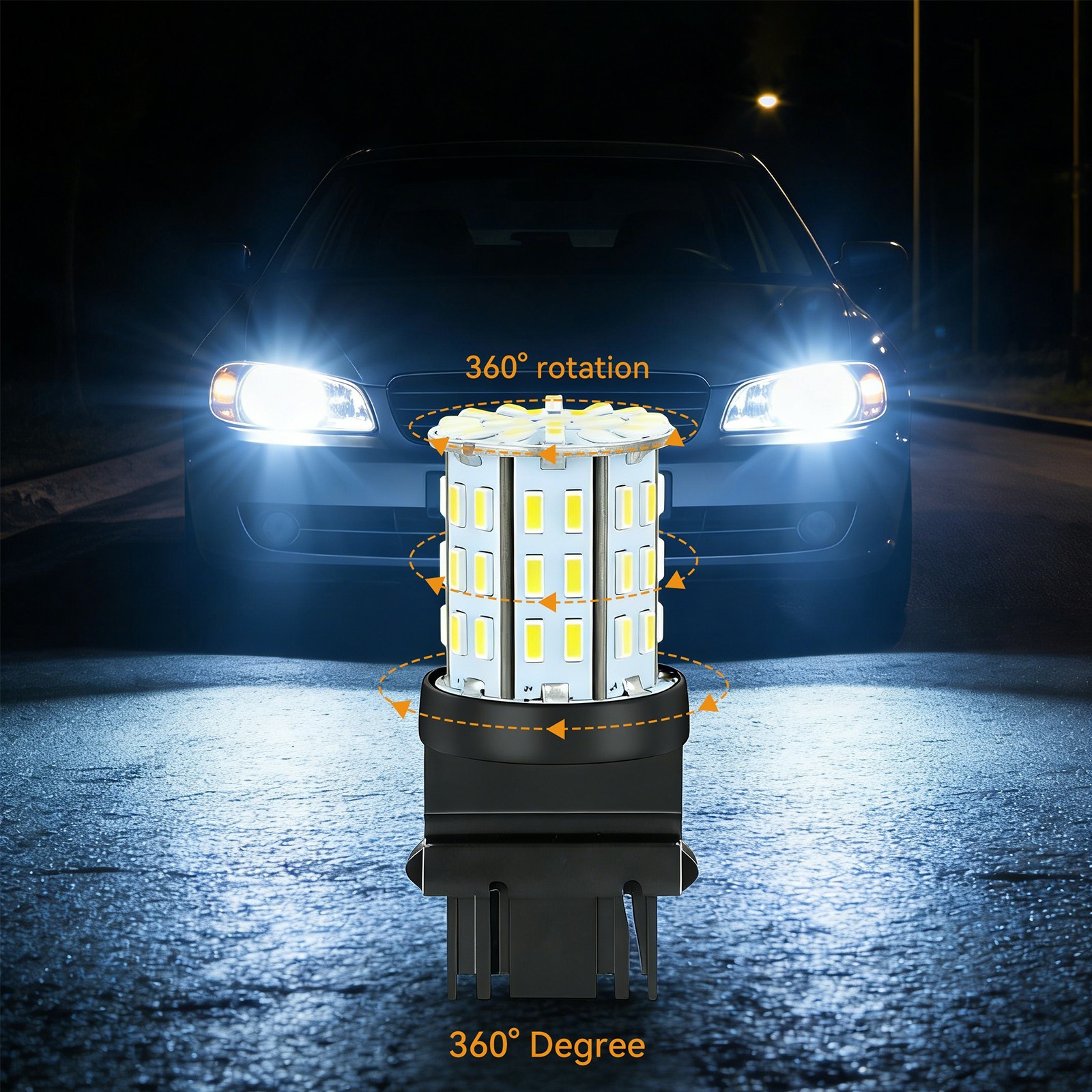 4x 3157 64-SMD LED Bulbs White 6000K for Backup Brake Tail Turn Signal Lights