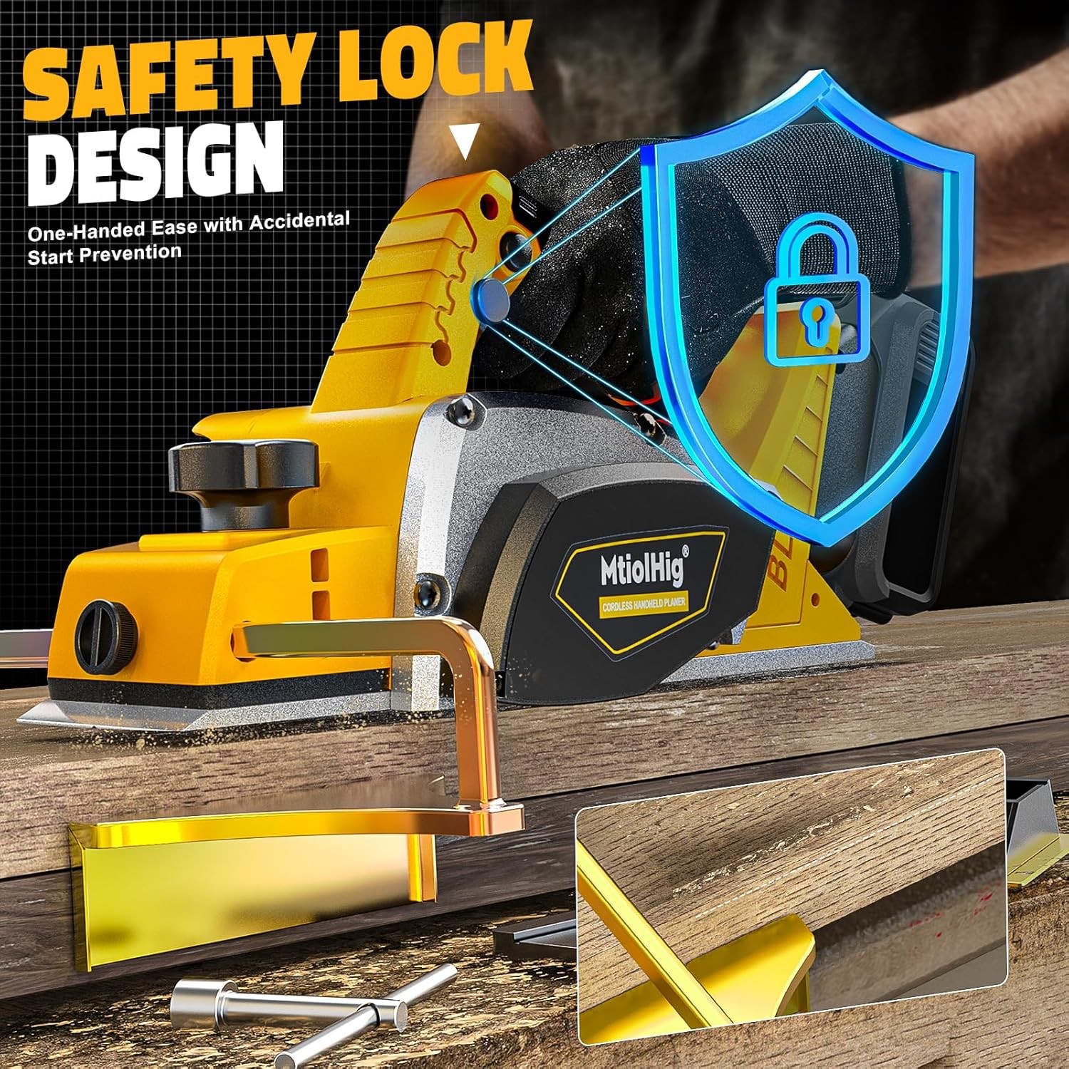 Cordless Electric Hand Planer: 3-1/4-Inch Handheld Planer Compatible with Dewalt