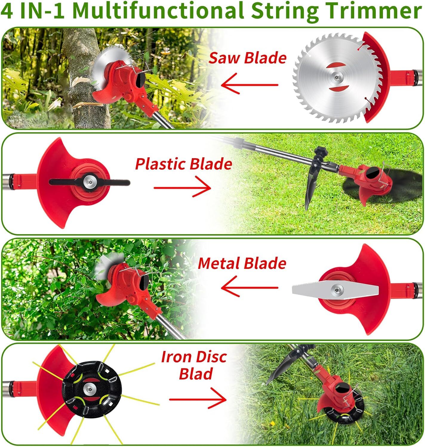 Electric Cordless Grass String Trimmer Lawn Edger Weed Wacker Cutter + 2 Battery