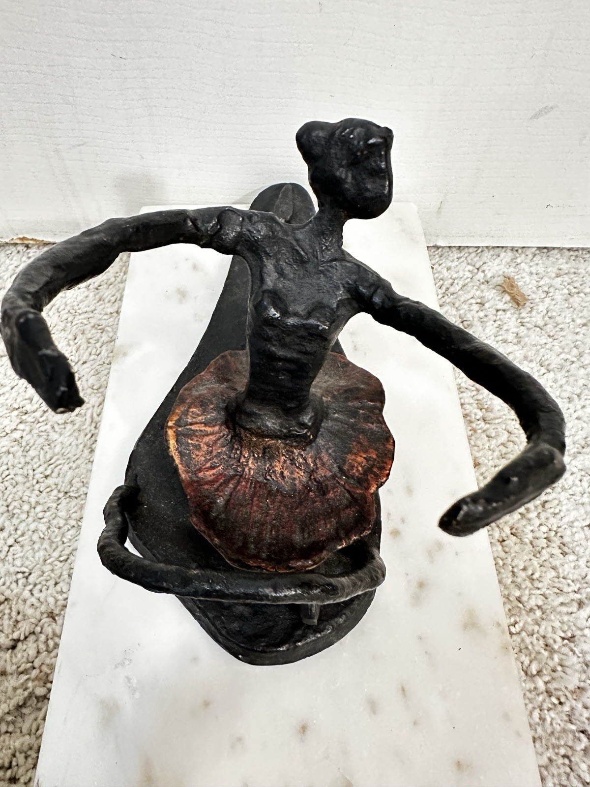 Heavy Black Cast Iron Ballerina Wine Bottle Holder 10” X 7” 3.5lbs
