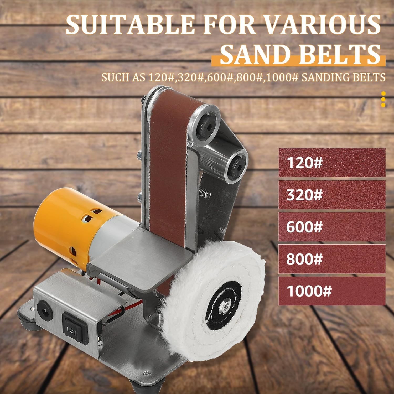 Mini Belt Sander Electric Bench Grinder Sanding Machine 7 Adjustable Speed Gr…