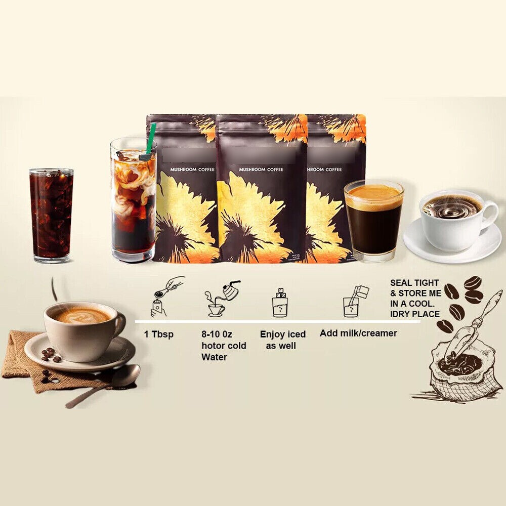Upgrade Mushroom Coffee USDA Organic with 6 Adaptogenic Mushrooms 30 servings