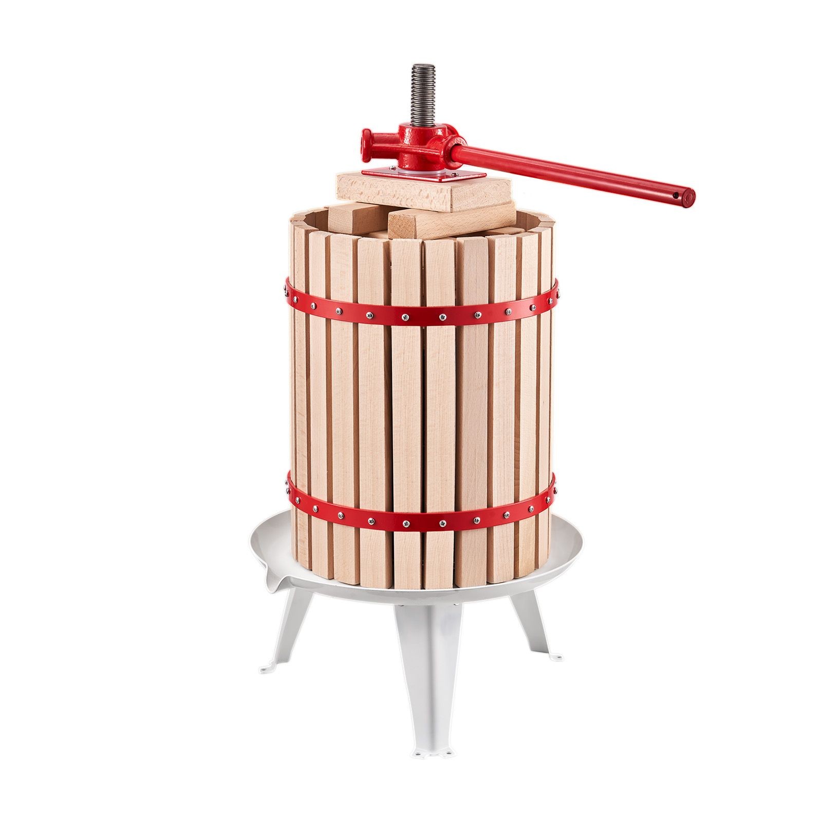 4.75 Gal Fruit Wine Press, Solid Wood Basket with 8 Blocks, Manual Juice Maker